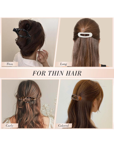 8 Clips de Pelo Planos Obeoby - 2 Estilos para Pelo Fino