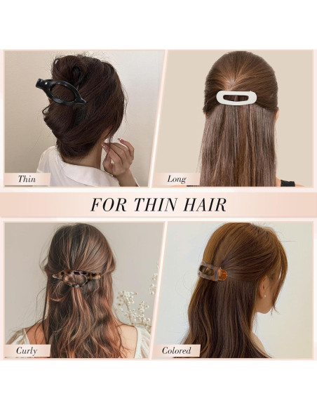 8 Clips de Pelo Planos Obeoby - 2 Estilos para Pelo Fino