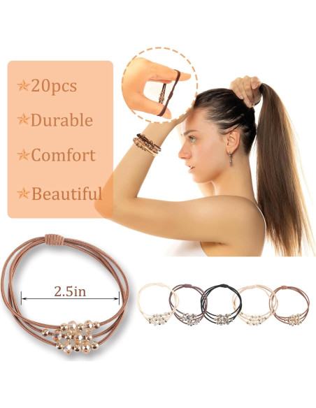 20 Gomas de Pelo Elásticas FECASIMY - Sin Daño, 6.35 cm