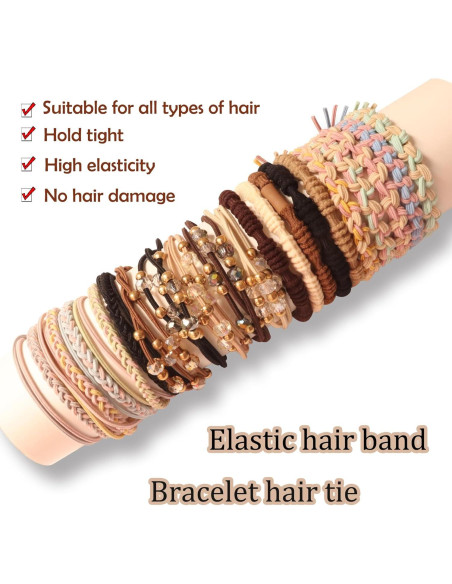 20 Gomas de Pelo Elásticas FECASIMY - Sin Daño, 6.35 cm