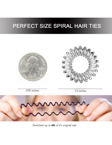 20 Gomas de Pelo Espirales Transparentes CQLIIIA Elásticas