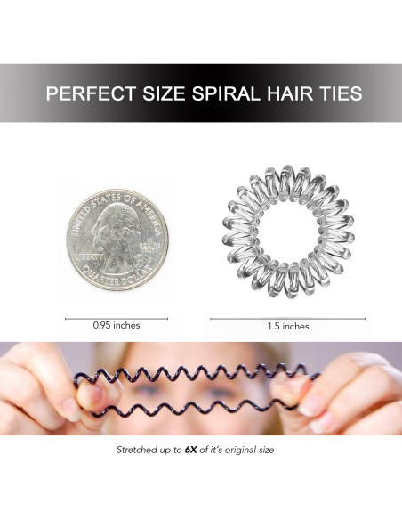 20 Gomas de Pelo Espirales Transparentes CQLIIIA Elásticas