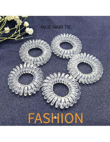 20 Gomas de Pelo Espirales Transparentes CQLIIIA Elásticas