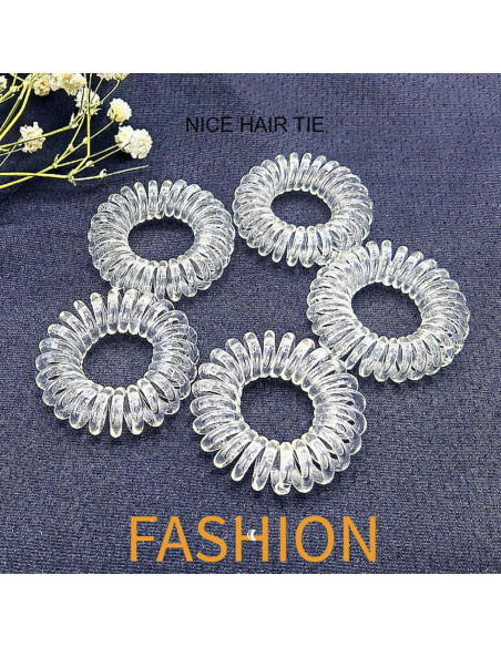 20 Gomas de Pelo Espirales Transparentes CQLIIIA Elásticas