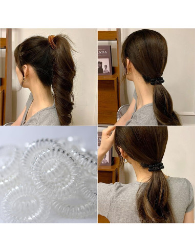 20 Gomas de Pelo Espirales Transparentes CQLIIIA Elásticas