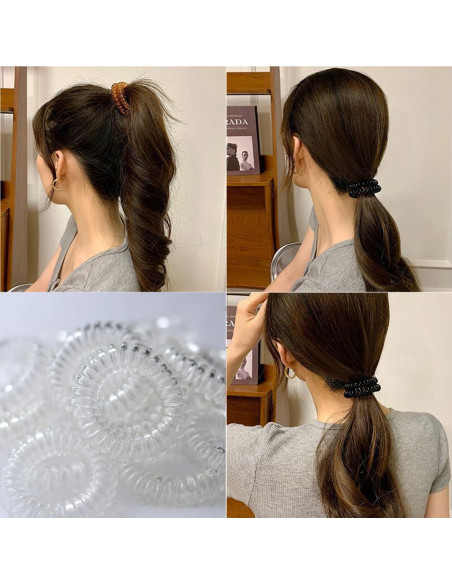 20 Gomas de Pelo Espirales Transparentes CQLIIIA Elásticas