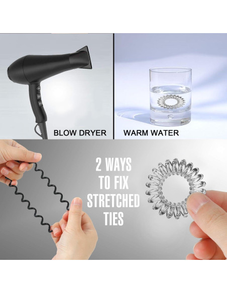 20 Gomas de Pelo Espirales Transparentes CQLIIIA Elásticas