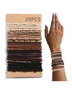 20 Lazos para el Cabello Boho SYGY - 6 cm, Sin Daño, Marrón