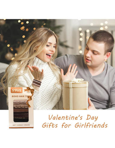 20 Lazos para el Cabello Boho SYGY - 6 cm, Sin Daño, Marrón