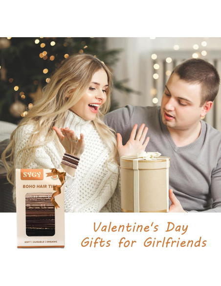 20 Lazos para el Cabello Boho SYGY - 6 cm, Sin Daño, Marrón