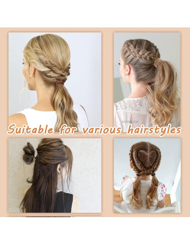 20 Lazos para el Cabello Boho SYGY - 6 cm, Sin Daño, Marrón