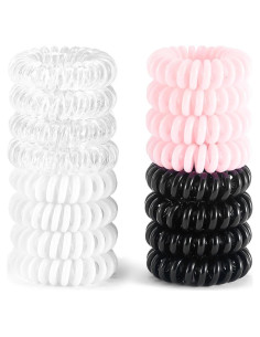 16 Piezas Espirales para el Cabello QIUTIMIY - Coils Elásticos Rosa y Transparente