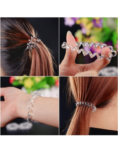 Tiras de Cabello Espiral KCHIES Transparentes - 6 Piezas