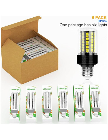 6Pack Bombillas LED 25W DuuToo 3146 Lúmenes E26/E27