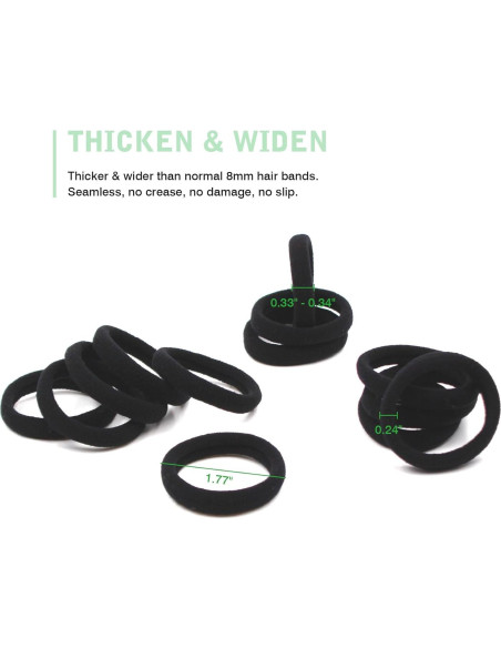 Bandas de Goma para Cabello CYWLIFE 100 PCS Negras 8.5mm