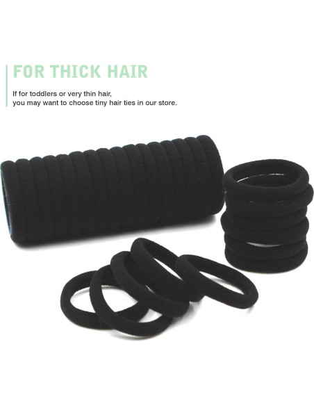 Bandas de Goma para Cabello CYWLIFE 100 PCS Negras 8.5mm