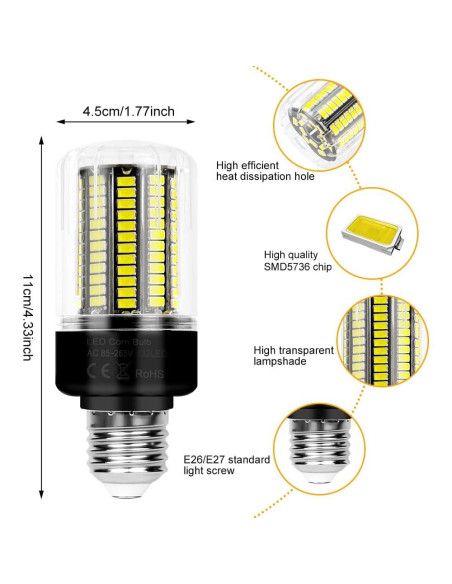 6Pack Bombillas LED 25W DuuToo 3146 Lúmenes E26/E27