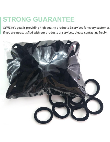 Bandas de Goma para Cabello CYWLIFE 100 PCS Negras 8.5mm