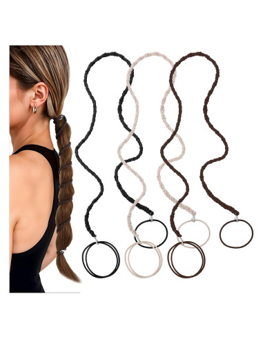 3 Gomas de Pelo Quilax Elásticas para Mujeres 41cm Nylon