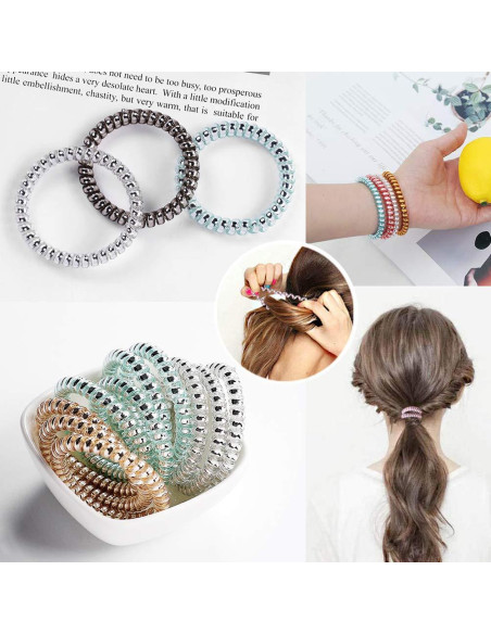 24 Lazos Espirales para Cabello Winrase - Gomas Elásticas Multicolor 24 Lazos Espirales para Cabello Winrase - Gomas Elásticas Multicolor