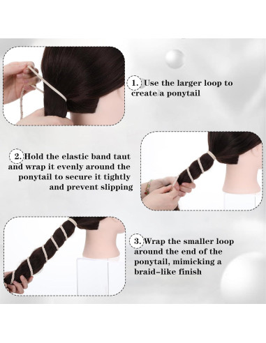 3 Gomas de Pelo Quilax Elásticas para Mujeres 41cm Nylon