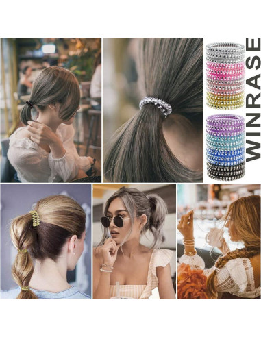 24 Lazos Espirales para Cabello Winrase - Gomas Elásticas Multicolor