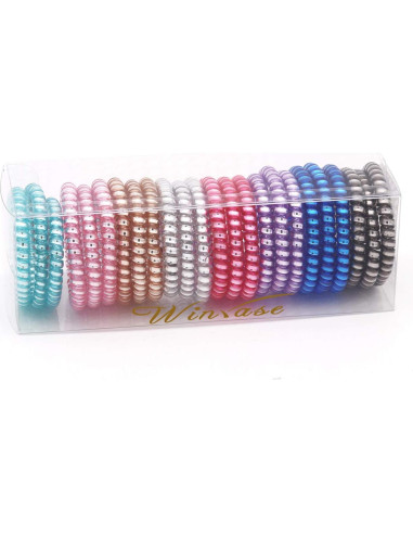 24 Lazos Espirales para Cabello Winrase - Gomas Elásticas Multicolor