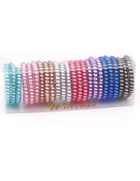 24 Lazos Espirales para Cabello Winrase - Gomas Elásticas Multicolor 24 Lazos Espirales para Cabello Winrase - Gomas Elásticas Multicolor
