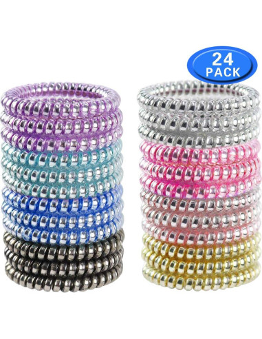 24 Lazos Espirales para Cabello Winrase - Gomas Elásticas Multicolor