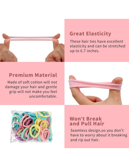 100 Bandas de Cabello Elásticas Carrie Joe Multicolor 5 cm