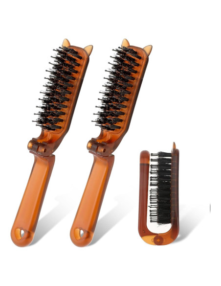 Cepillo de cabello plegable Sliverdew, 2 piezas, viaje, cerdas de jabalí Cepillo de cabello plegable Sliverdew, 2 piezas, viaje, cerdas de jabalí