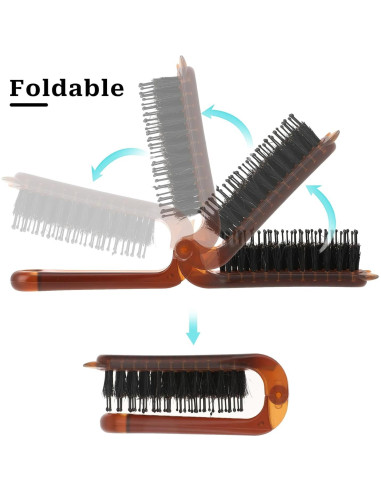 Cepillo de cabello plegable Sliverdew, 2 piezas, viaje, cerdas de jabalí