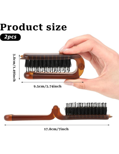 Cepillo de cabello plegable Sliverdew, 2 piezas, viaje, cerdas de jabalí