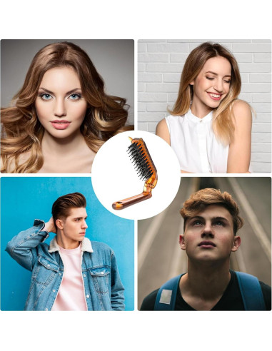 Cepillo de cabello plegable Sliverdew, 2 piezas, viaje, cerdas de jabalí