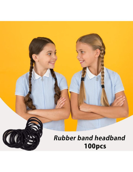 100 Gomas de Pelo Negras Sderoq 4mm para Cabello Grueso