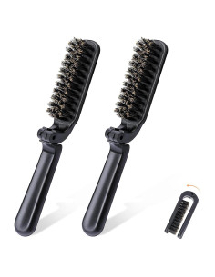 2 Piezas Cepillo de Pelo Plegable Hautllaif con Cerdas de Jabalí