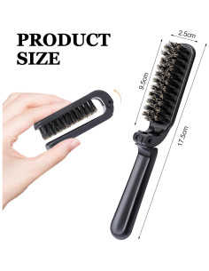 2 Piezas Cepillo de Pelo Plegable Hautllaif con Cerdas de Jabalí 2