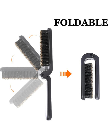 2 Piezas Cepillo de Pelo Plegable Hautllaif con Cerdas de Jabalí