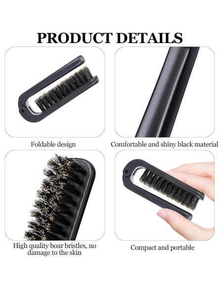 2 Piezas Cepillo de Pelo Plegable Hautllaif con Cerdas de Jabalí