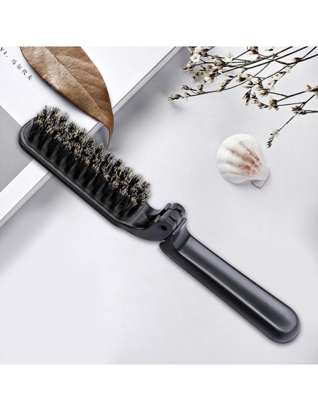 2 Piezas Cepillo de Pelo Plegable Hautllaif con Cerdas de Jabalí