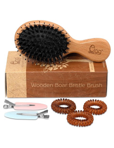 Cepillo de Cabello Mini BLACK EGG de Cerda de Jabalí 14cm