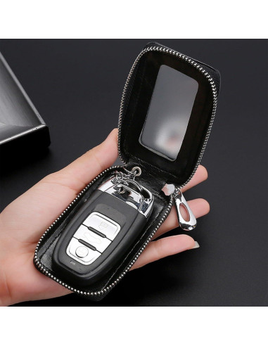 Funda de Llave de Coche vvag de Cuero Genuino Universal Negra