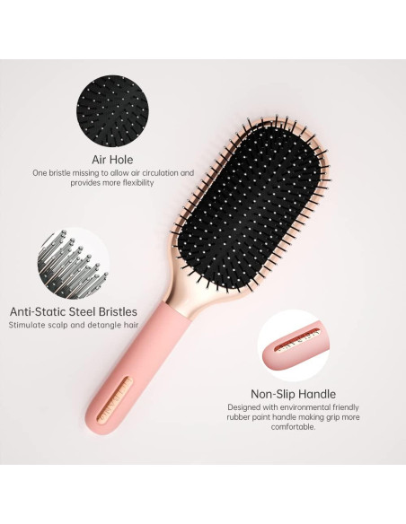 Cepillo Paddle Melbang de Acero Inoxidable para Todo Tipo de Cabello