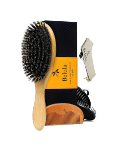 Juego de cepillos de cerdas de jabalí Belula para hombres - Incluye peine y bolsa