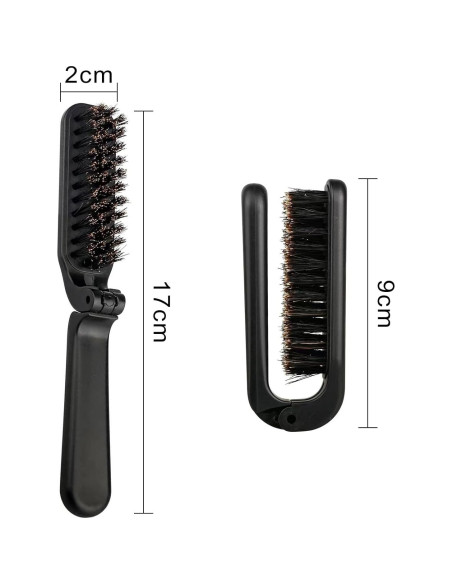 Cepillo Plegable Antiestático de Cerda de Jabalí Enyolidimk - Negro