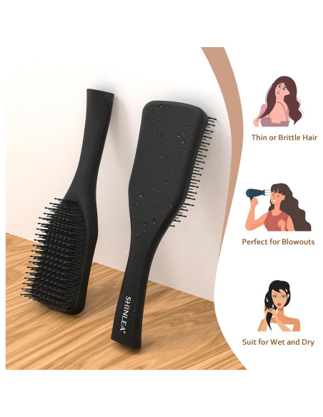 Cepillo Desenredante SHINLEA Negro para Cabello Húmedo y Seco