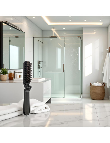 Cepillo Plegable Antiestático de Cerda de Jabalí Enyolidimk - Negro