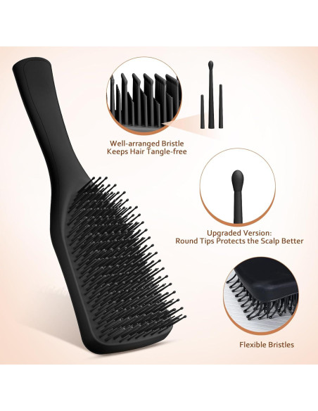 Cepillo Desenredante SHINLEA Negro para Cabello Húmedo y Seco