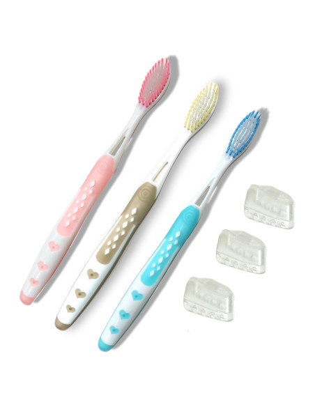 Cepillo de Dientes Suave ALAZCO 3 Piezas Ergonomico BPA Free