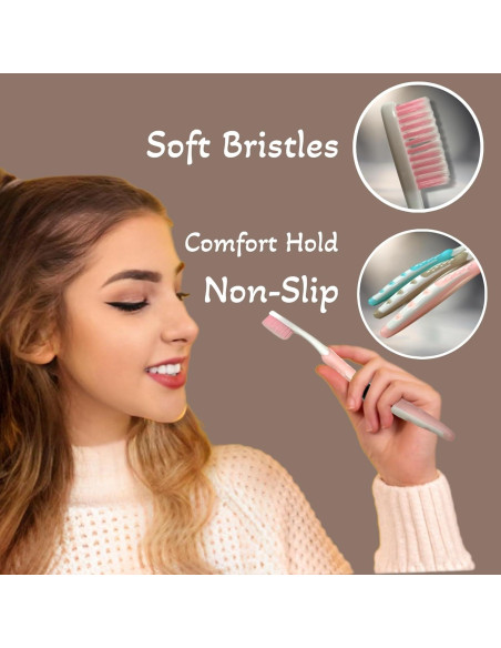 Cepillo de Dientes Suave ALAZCO 3 Piezas Ergonomico BPA Free